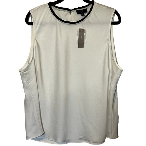 J. Crew NWT 365 Ruffle Neck Shell Satin Crepe Top Women's Size 3X Career Office - Picture 1 of 11